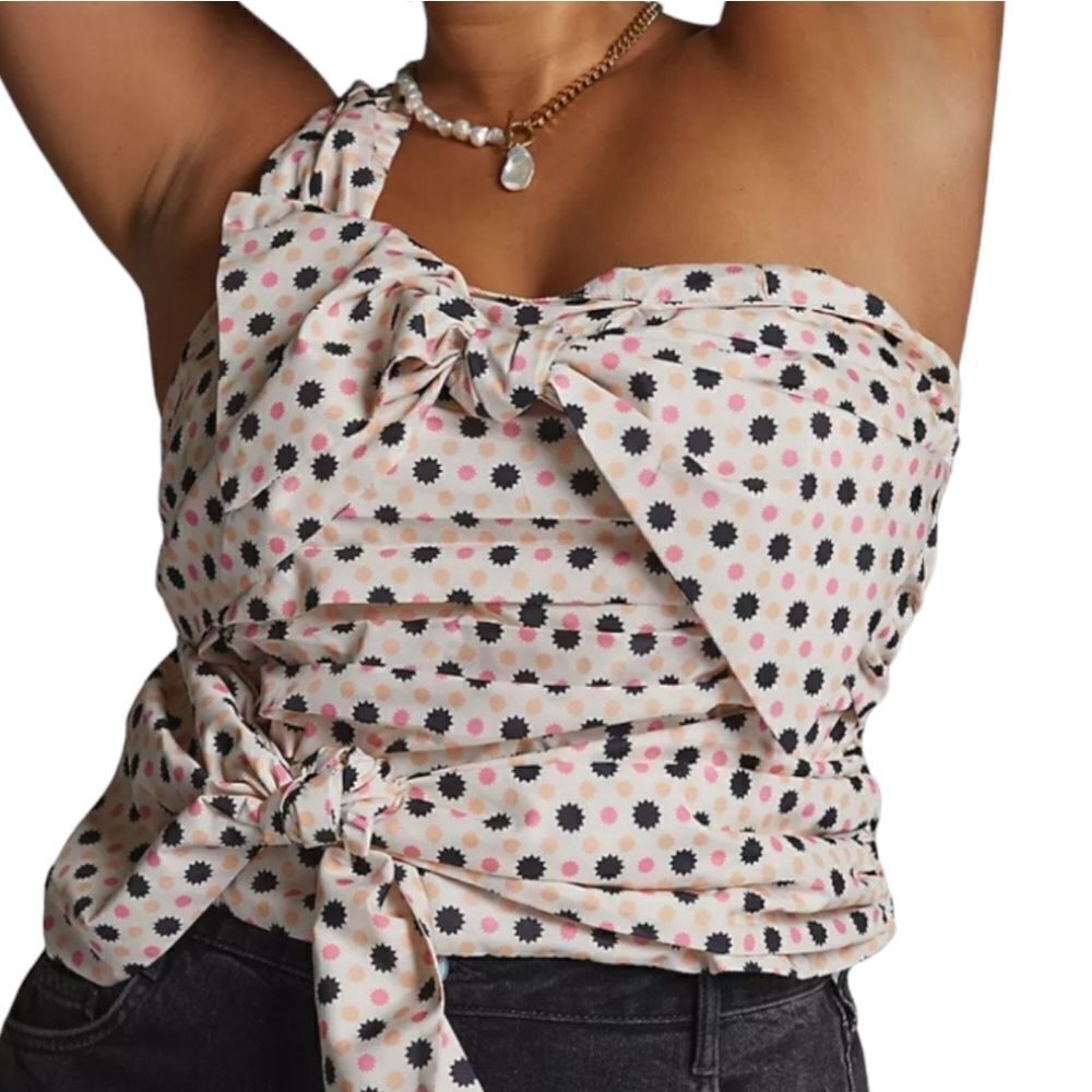 Anthropologie Mauve One Shoulder Bow Tank 20W NWT